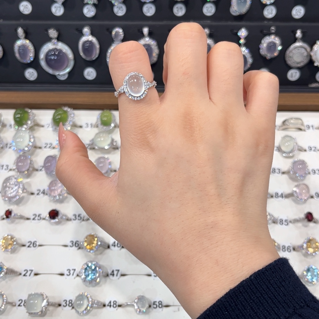 岫玉银S925镶嵌戒指