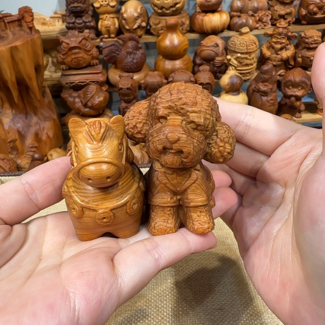 萌***7有机玻璃崖柏手把件两个精品