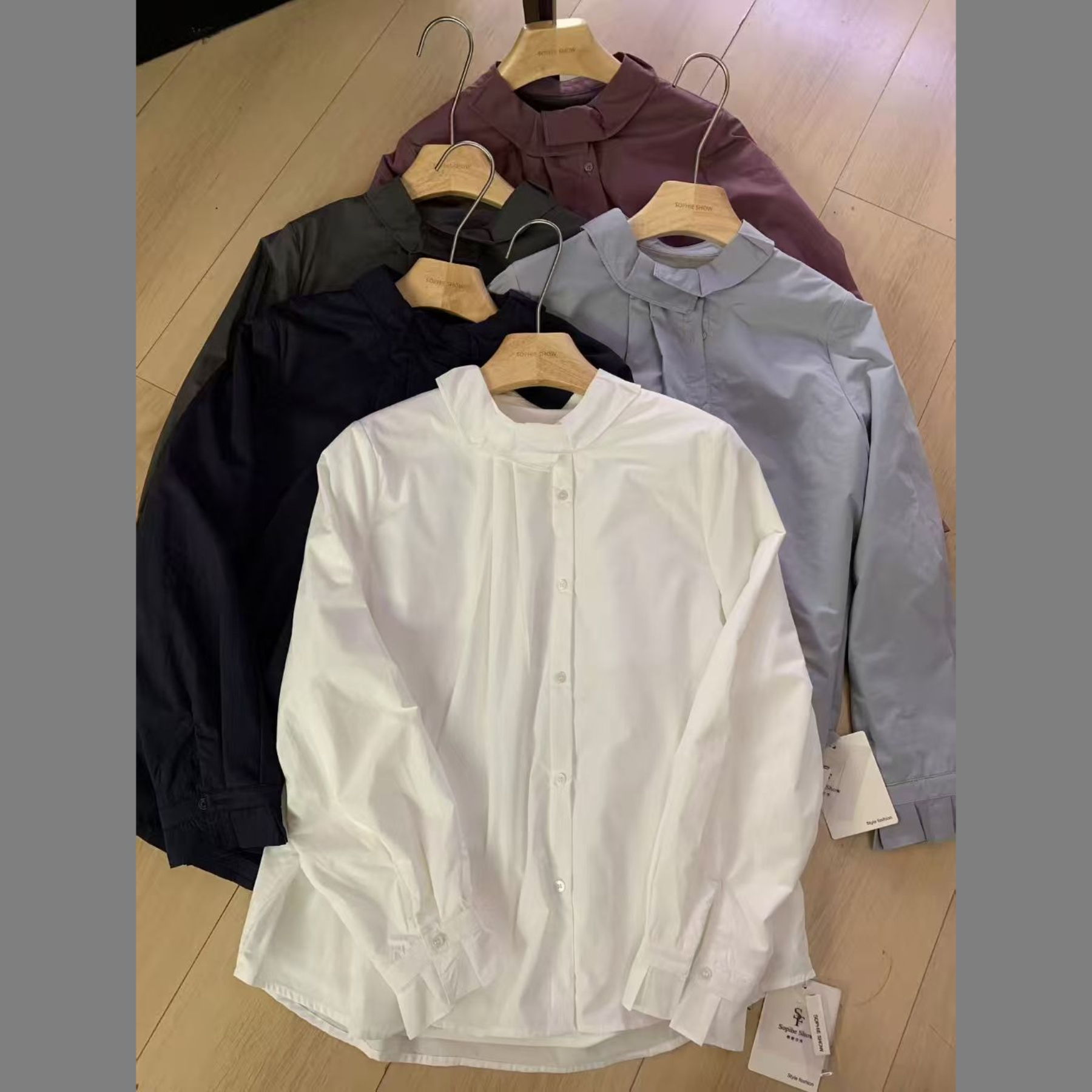 荷叶花边领加绒衬衣秋冬文艺小清新时尚百搭加绒衬衫（1399）