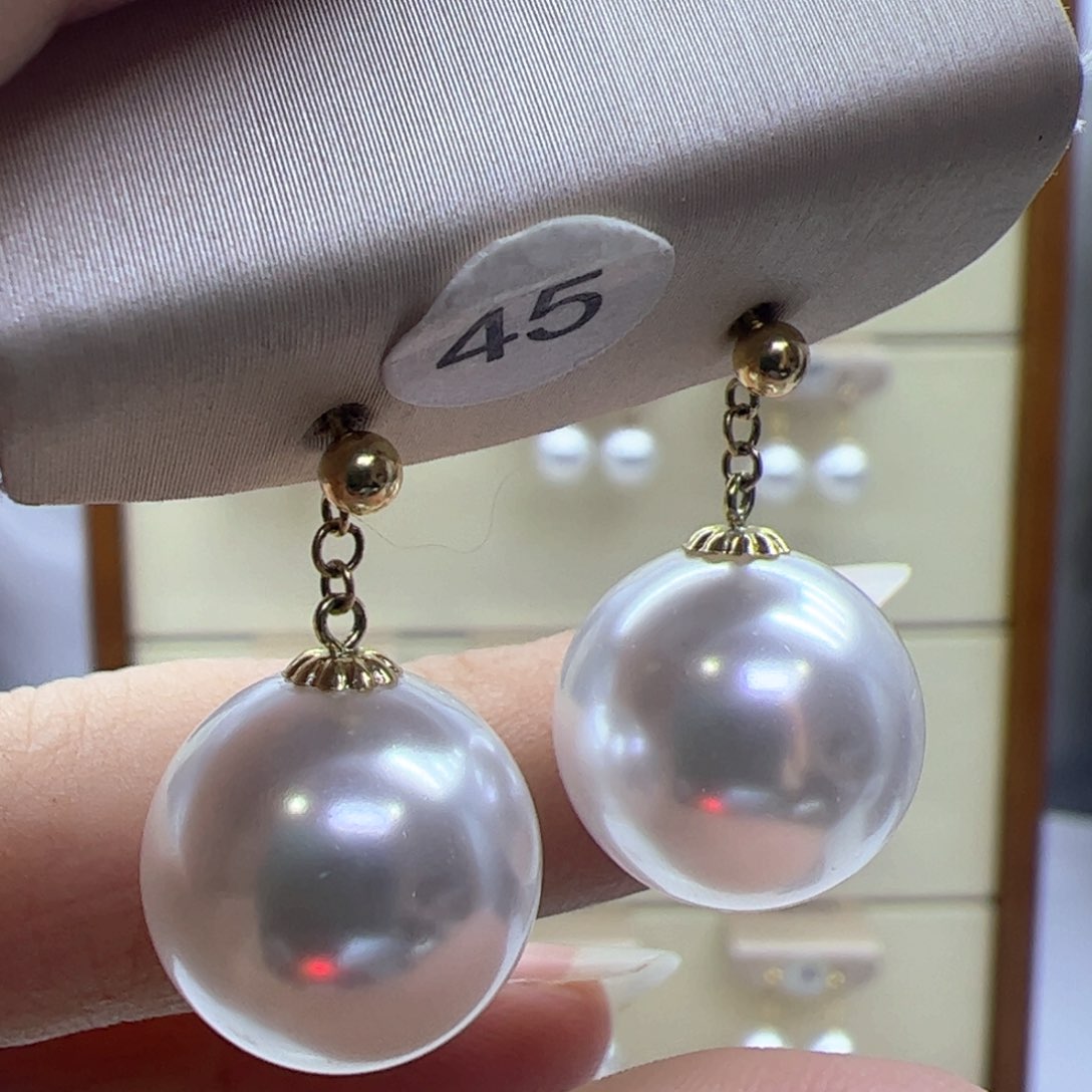 淡水珍珠耳饰18K金镶嵌