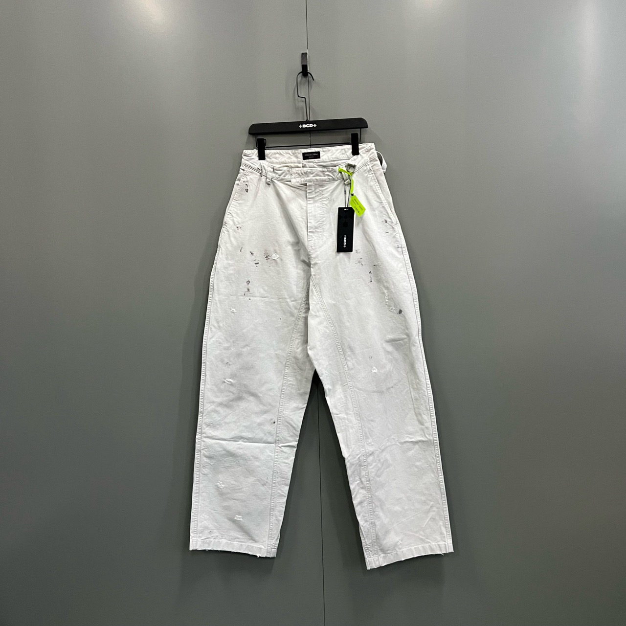 95新 Balenciaga/巴黎世家 泼墨破坏牛仔阔腿裤 XS码/12000/