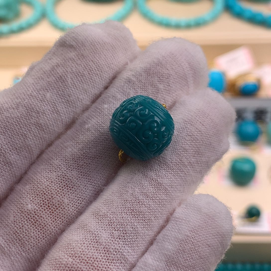 绿松石珠宝奇石未镶嵌13.7×12.6