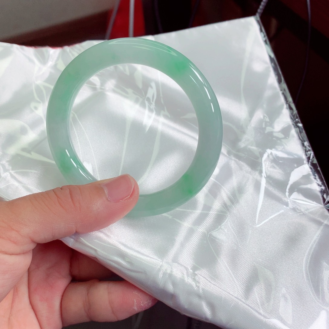 未镶嵌手镯翡翠缅甸天然A货翡翠手镯53圆条