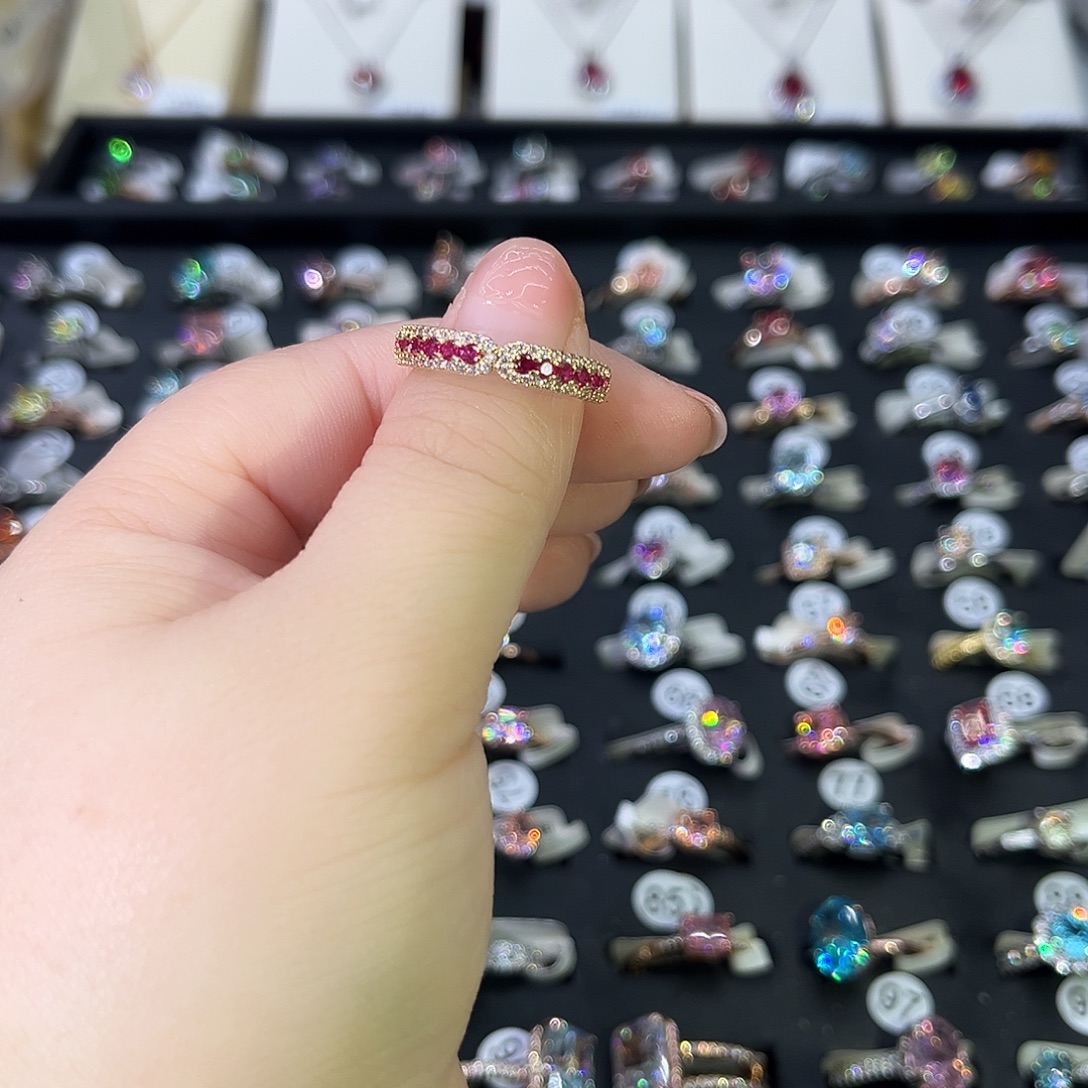 莫桑石非金属SH K黄红宝排戒-11