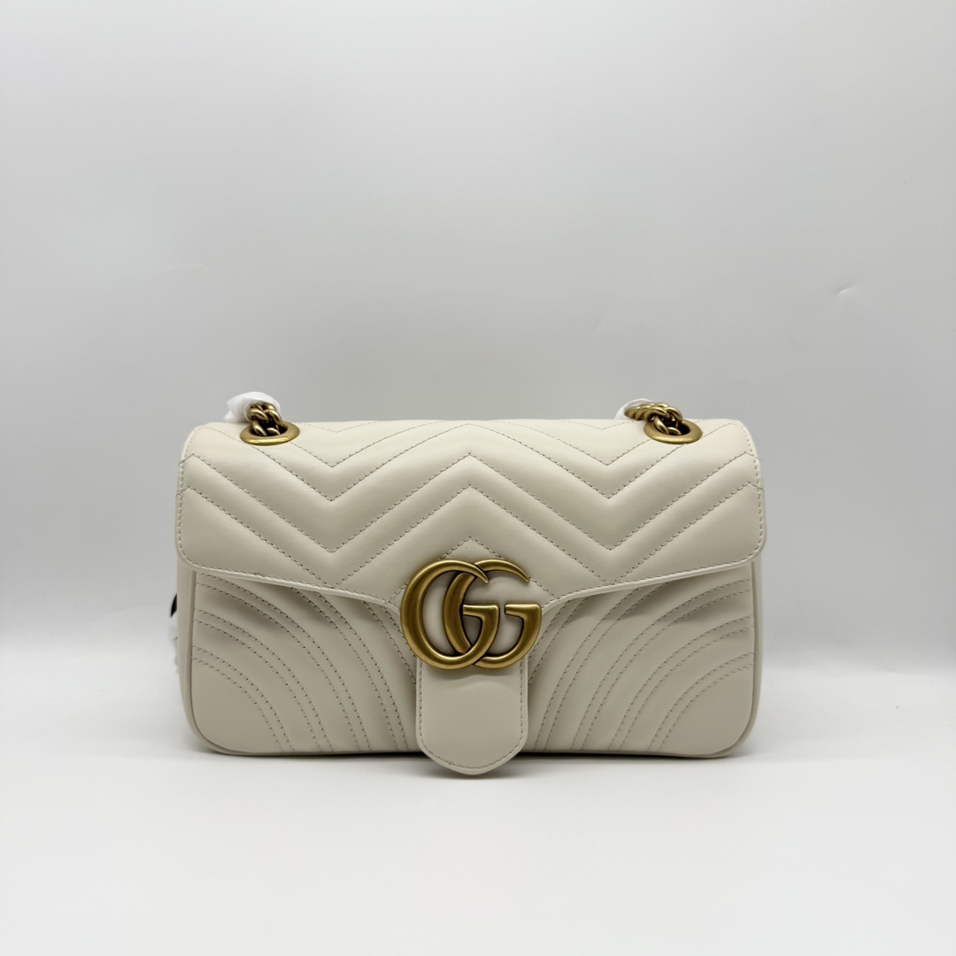 未使用 GUCCI/古驰 白金 马蒙 26 单肩 斜挎包