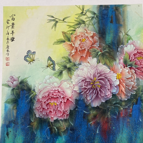 李老师四尺斗方牡丹