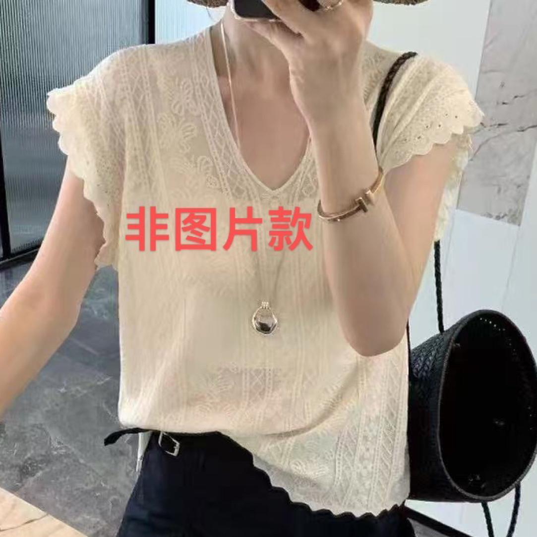 222（孤品）女性镂空V领常规款宽松型背心吊带T恤