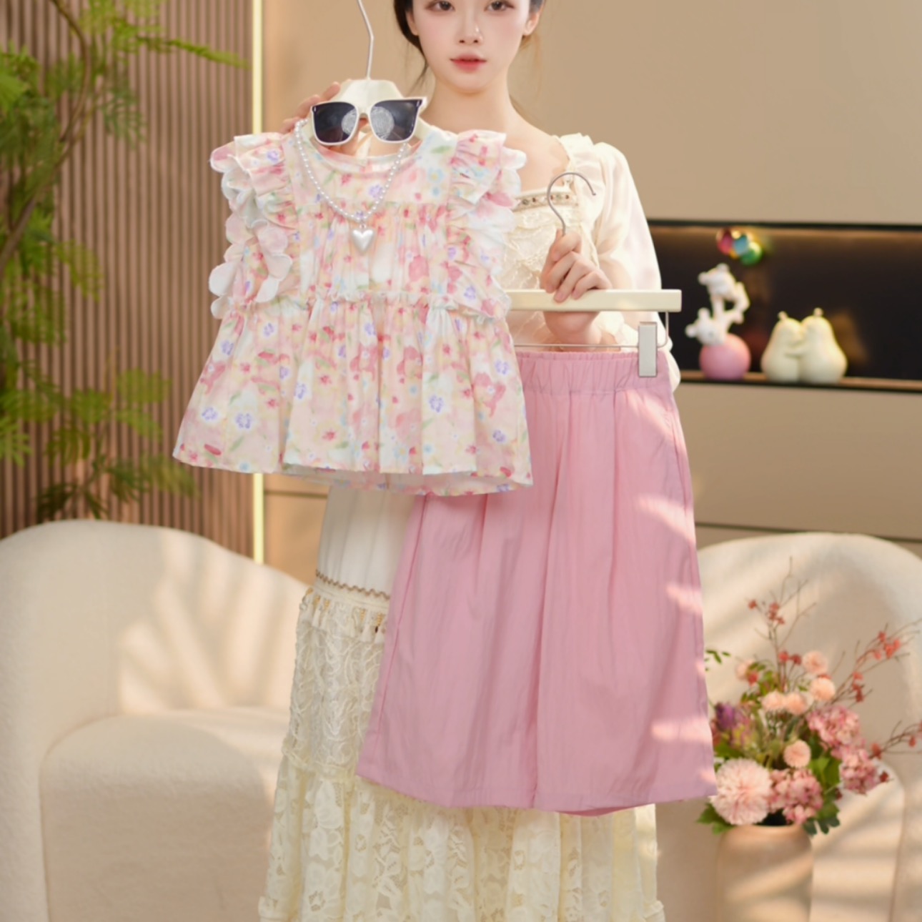 boboe/波波鹅女童夏季新款套装时尚百搭上衣+裤子--Y4865