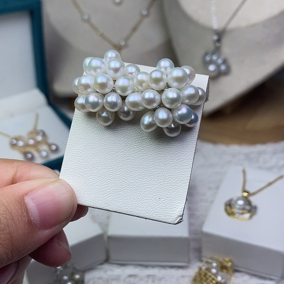 淡水珍珠耳饰银S925镶嵌