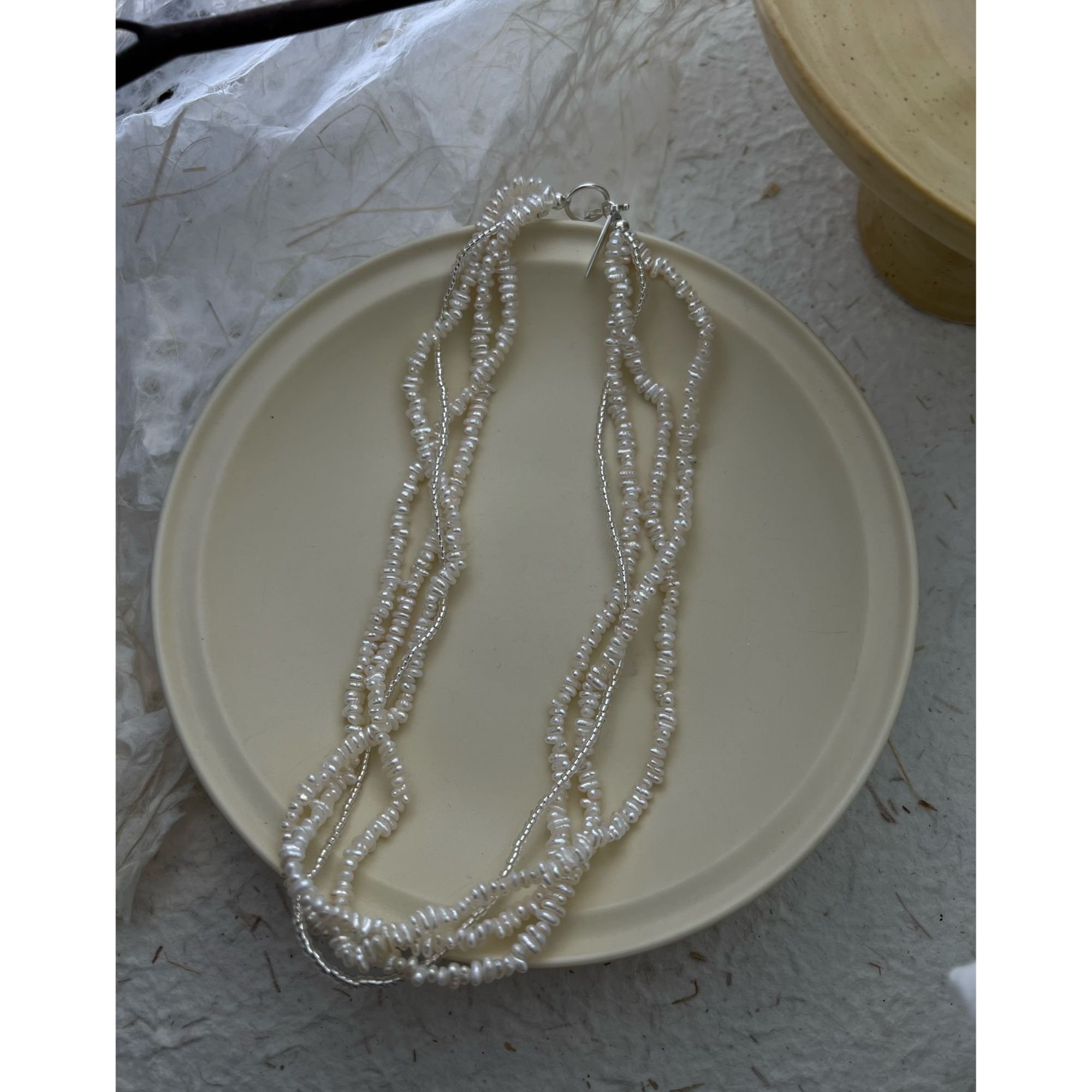 JUNMU原创手工中古多层珍珠项链天然淡水珍珠毛衣链复古气质颈链