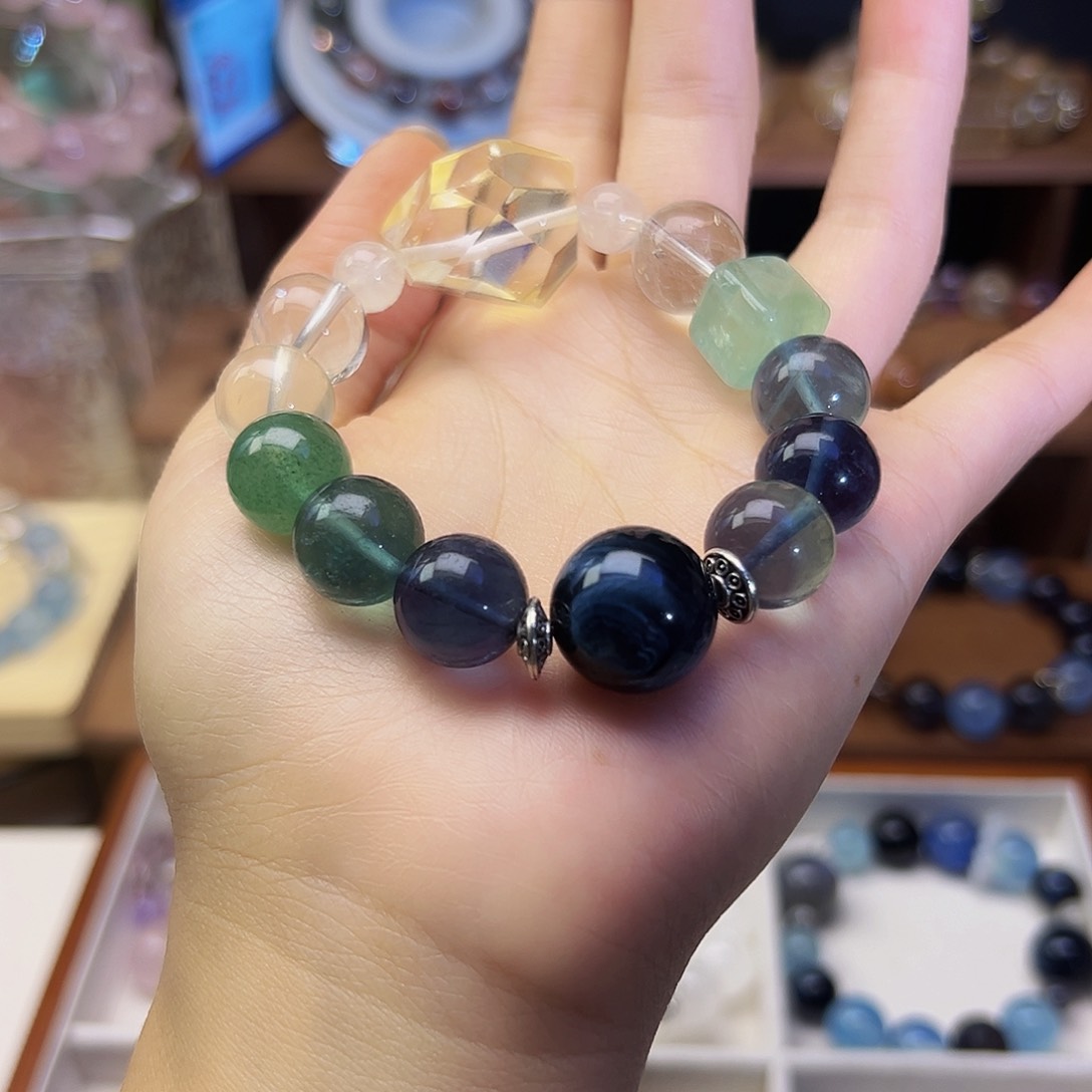 水晶手链未镶嵌蓝绿萤石