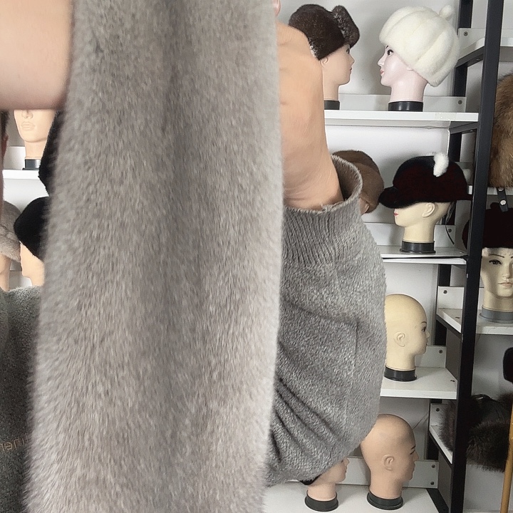 水貂皮银蓝色现做水貂围巾