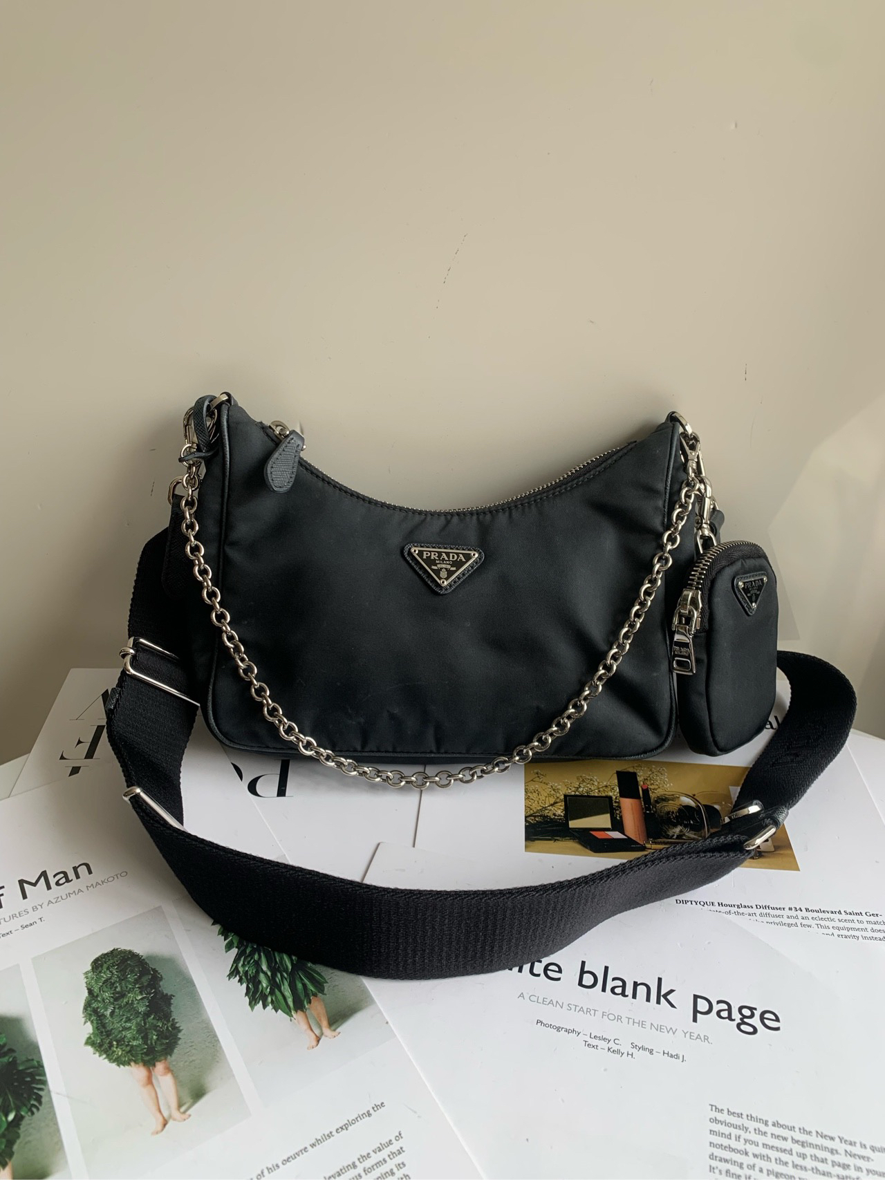 95新 Prada/普拉达 普拉达hobo三合一降落伞斜挎包