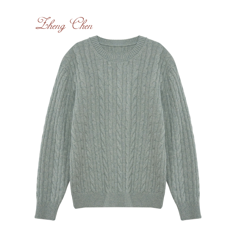 男士10羊绒90羊毛Treccia绞花双色针织衫 Y-M10169