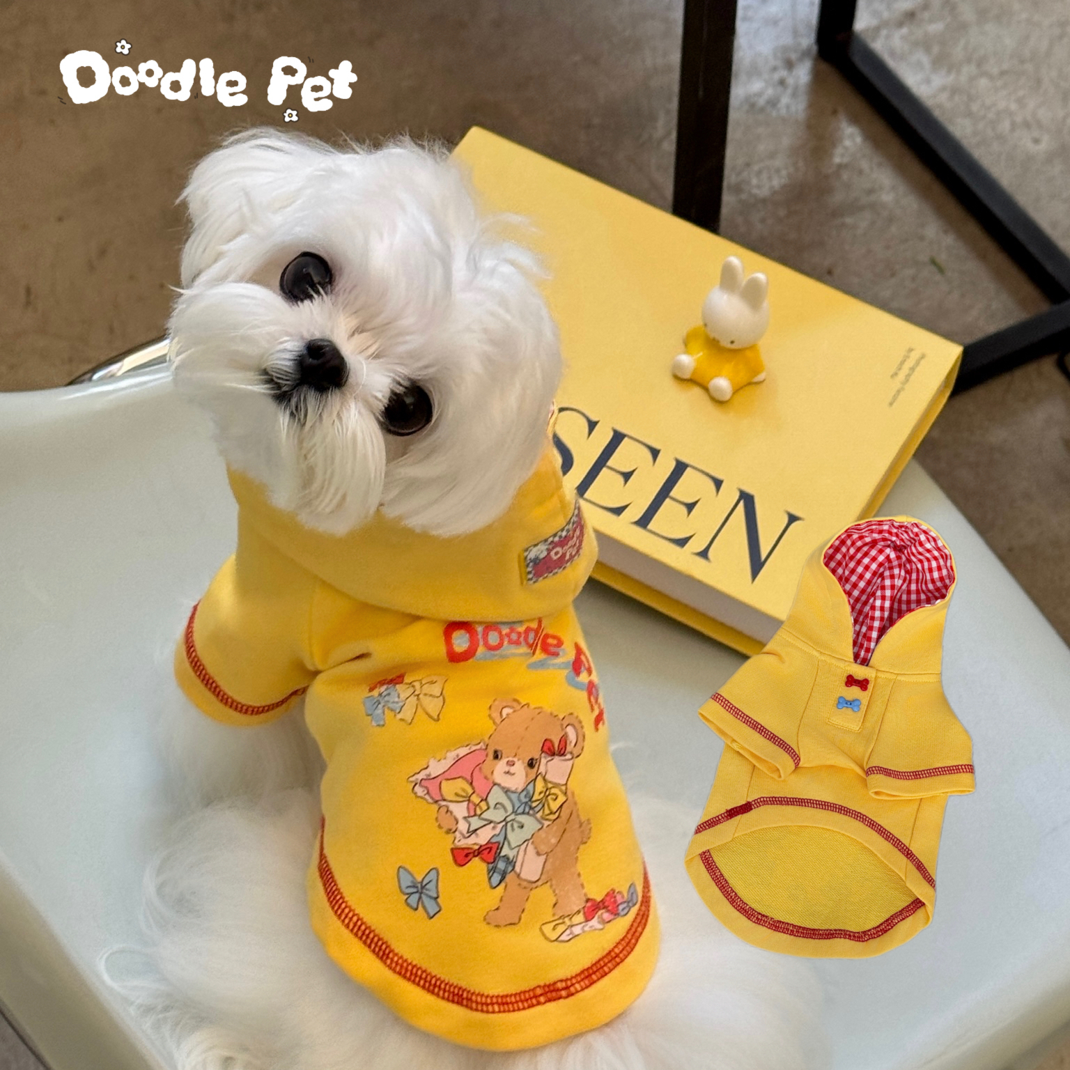 DoodlePet复古黄色小狗卫衣马尔济斯西施犬比熊宠物狗狗服装狗
