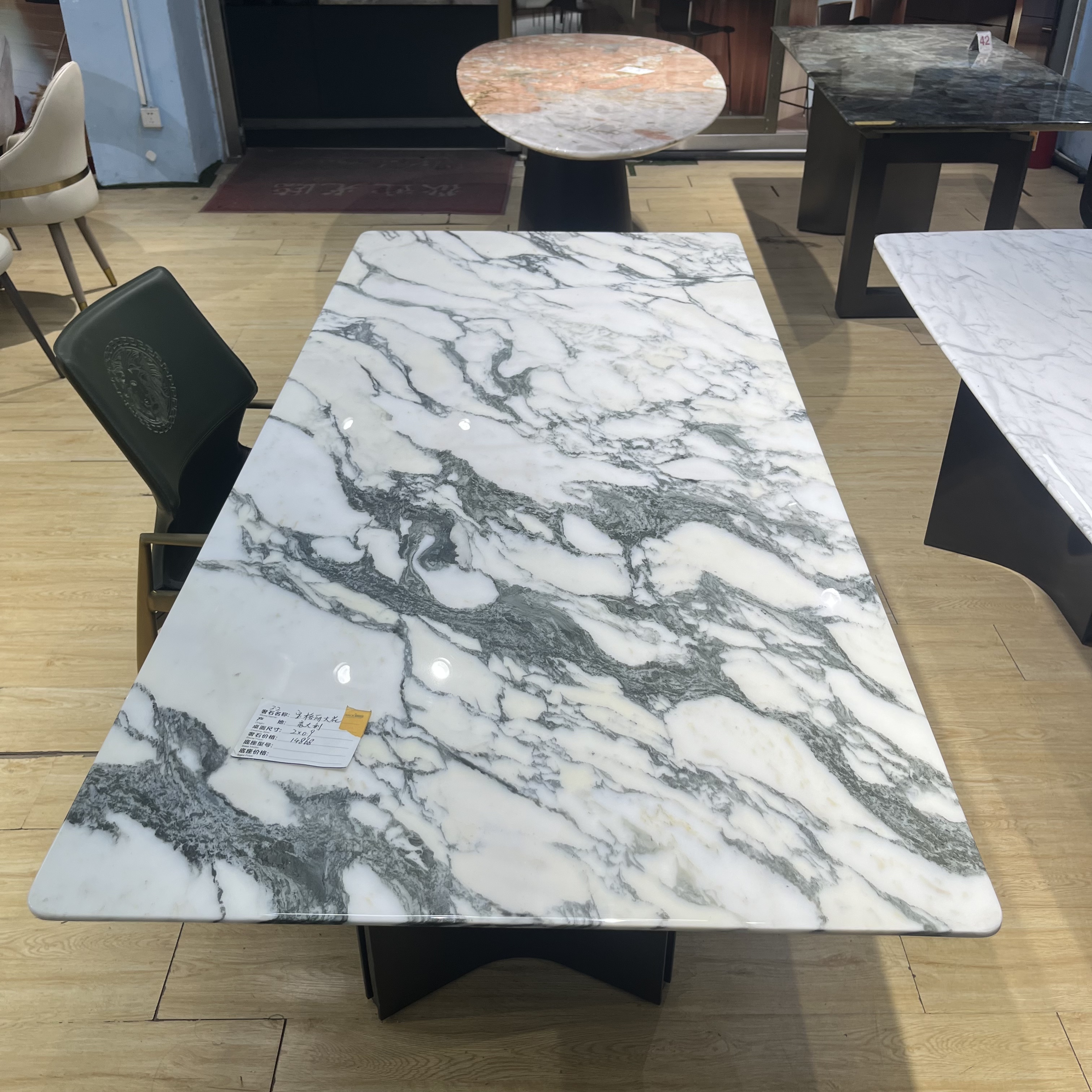 光电彩虹天然奢石餐桌宝格丽大花2米长桌现货
