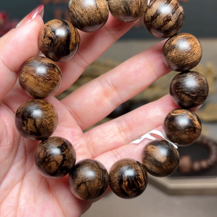 沉香手串越南芽庄白棋楠瘤疤金丝帝王窖藏限量1.8