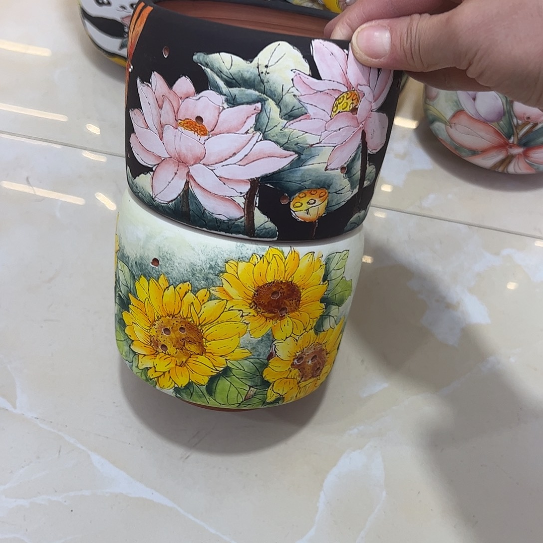 *****景德镇炫彩手绘陶瓷花盆