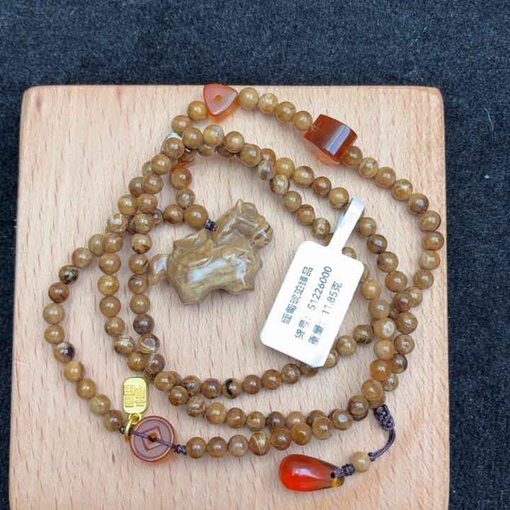 琥珀未镶嵌珠宝奇石黄油根蜡马上有钱套链