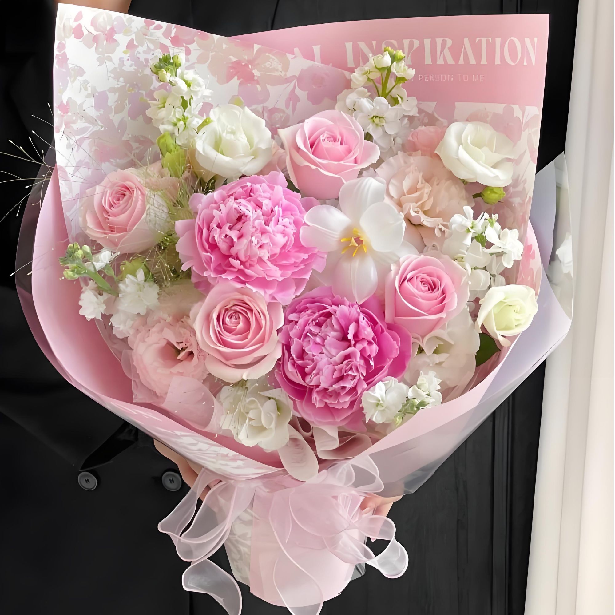 陌上专属·【夏日恋曲】4朵粉玫瑰2朵芍药桔梗混搭花束纪念日生日送爱人送妈妈鲜花小时达同城直播配送1-2小时达