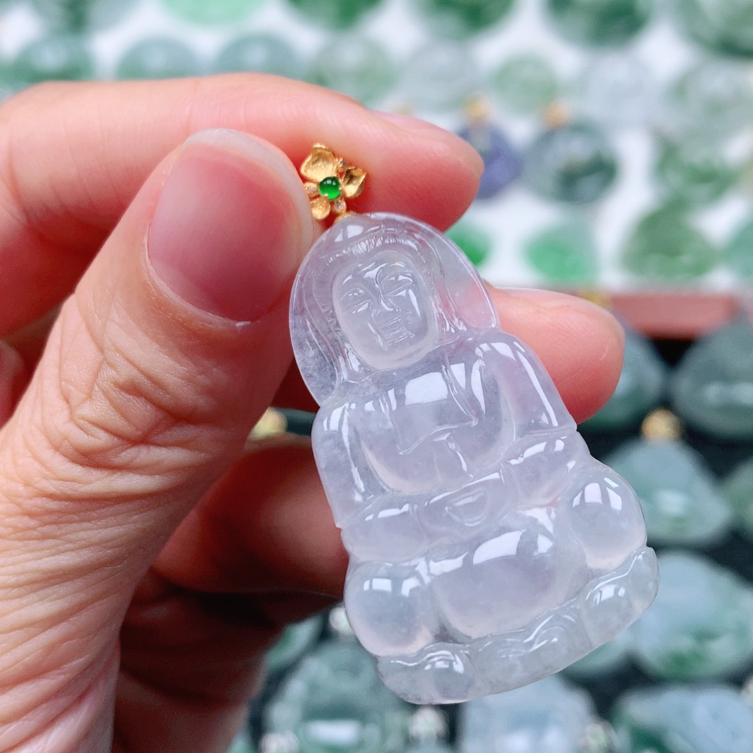 翡翠吊坠(不含链)18K金镶嵌