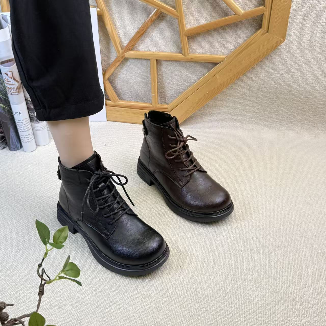 短筒修面皮女中筒厚款秋冬马丁靴女靴百搭279023