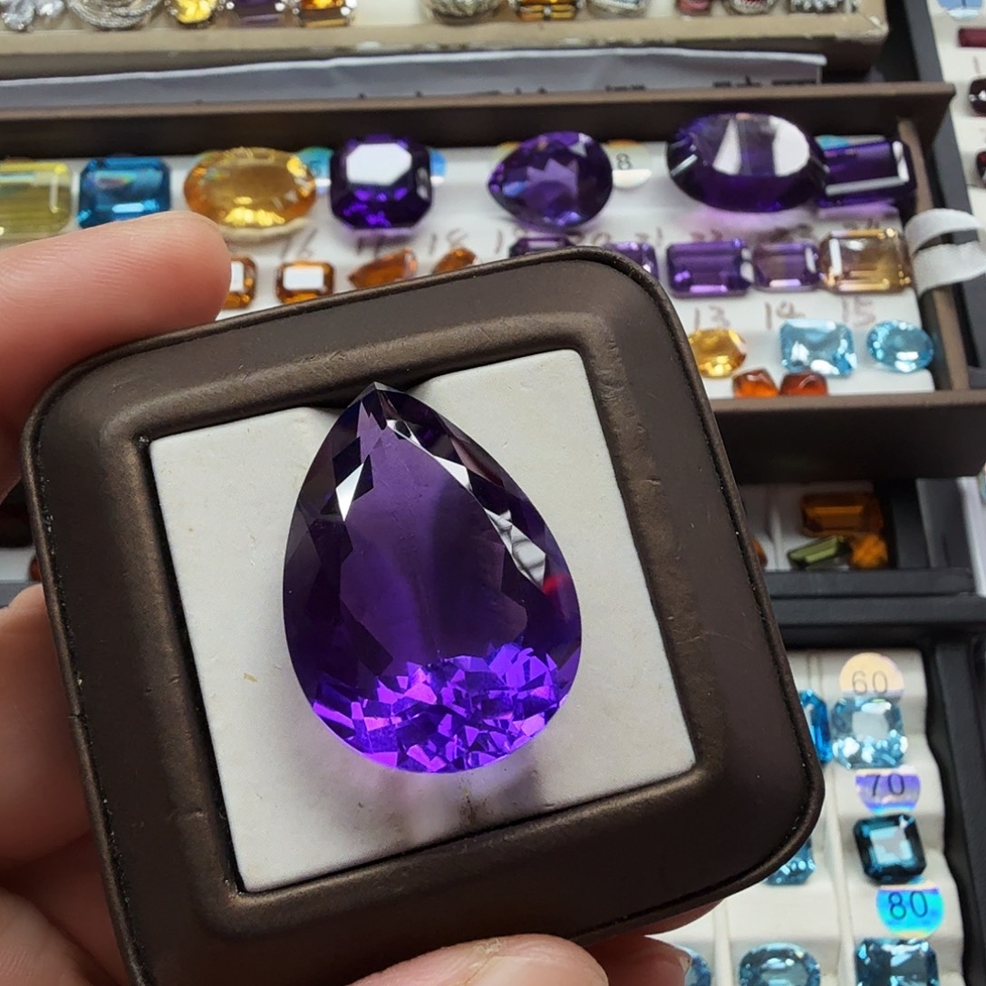 未镶嵌紫晶珠宝半成品福利款精美水滴28.6×20.3毫米