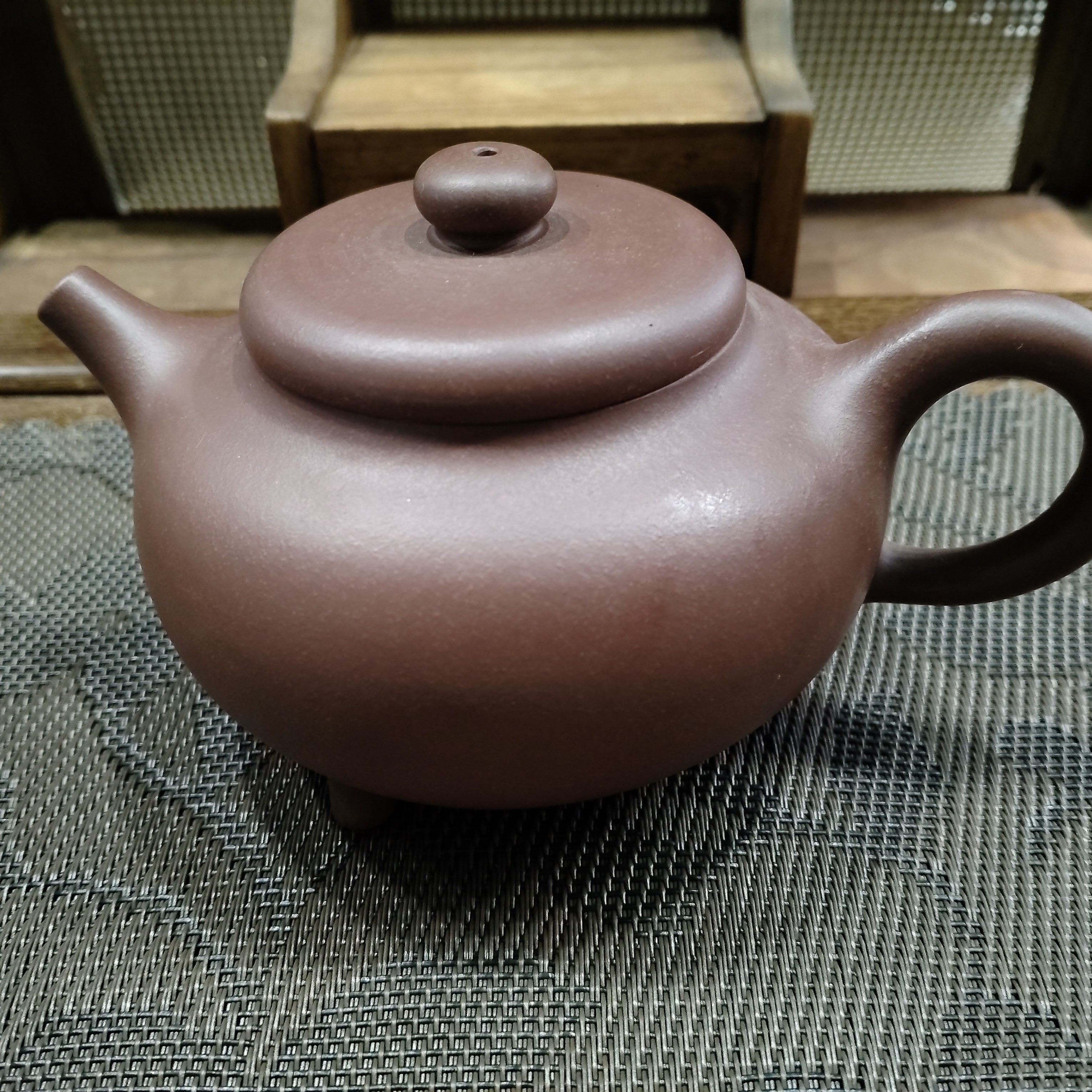 25三足智圆 宜兴紫砂壶 原矿紫泥 