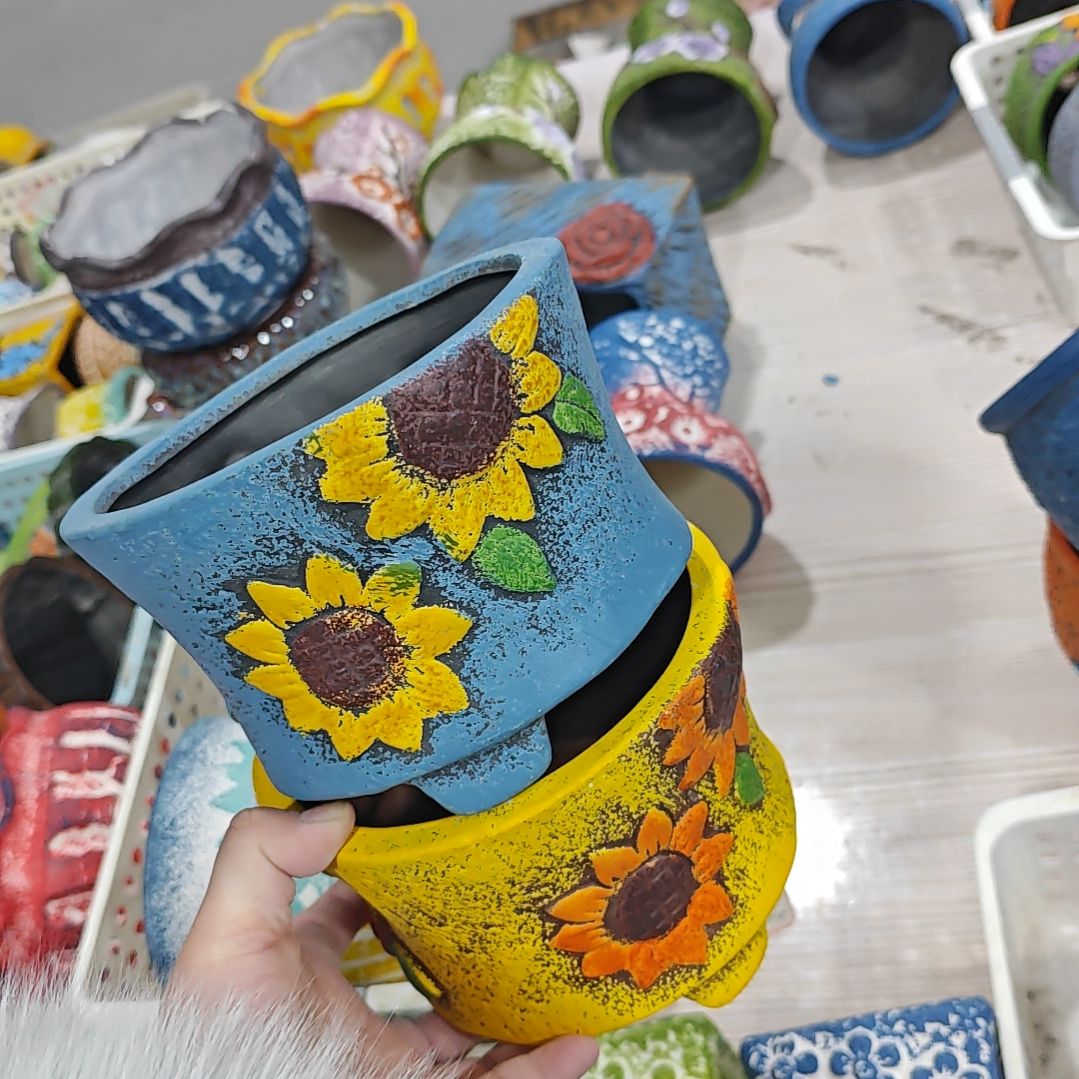 陶吸水透气的白陶花盆凑满12发货