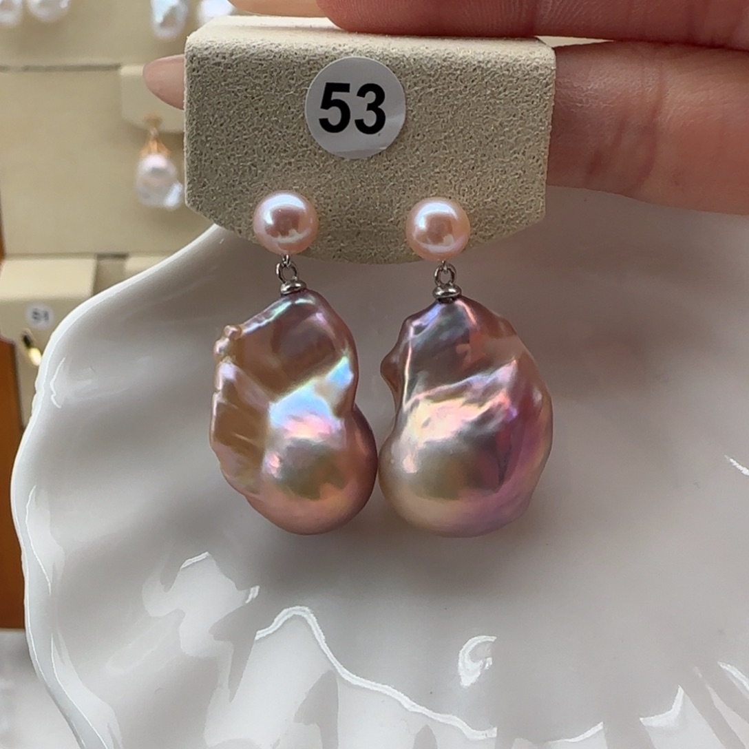 淡水珍珠耳饰银S925镶嵌微***?