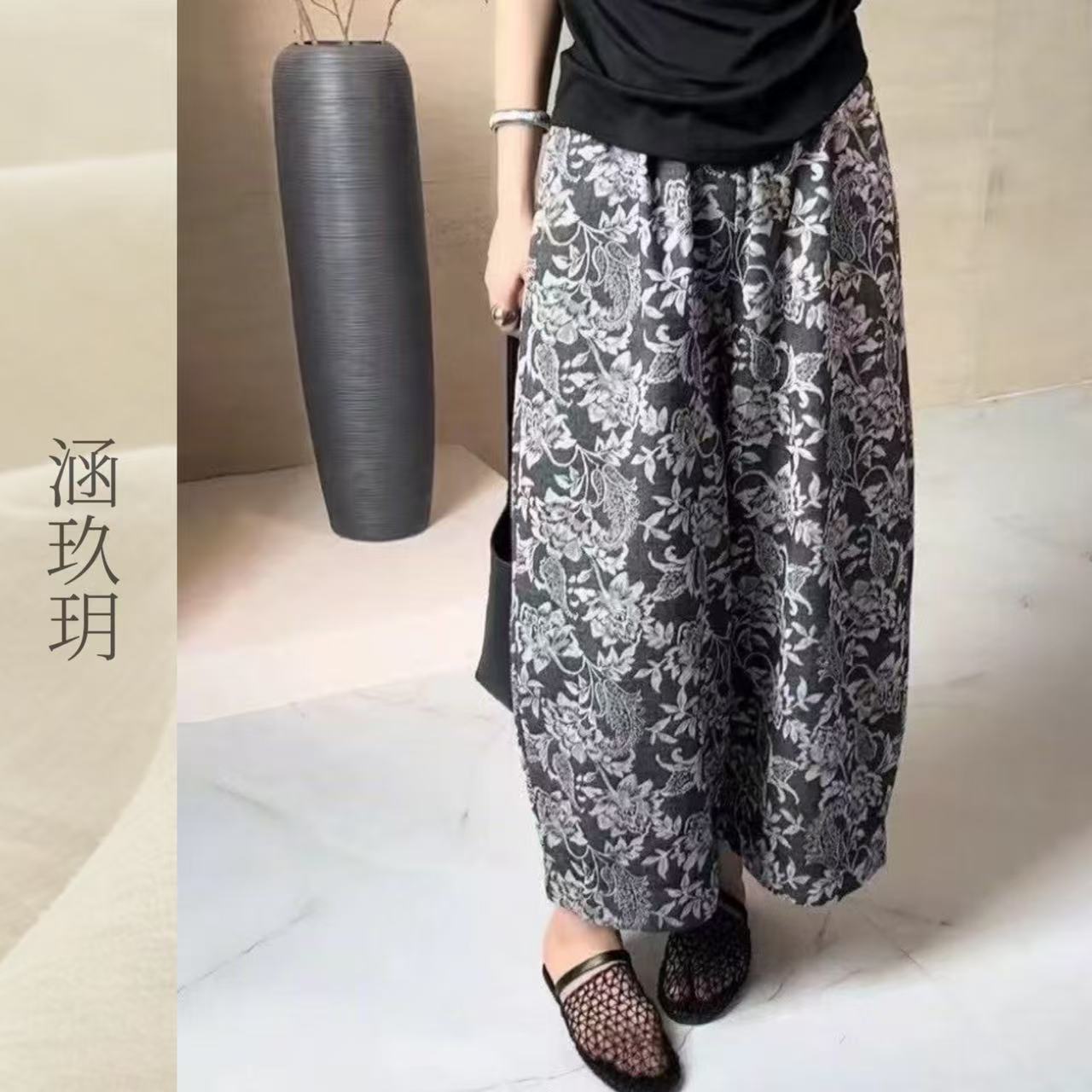 涵玖玥▪100%汉麻【青花八分裤】轻盈透气藏肉复古裤子清-23220