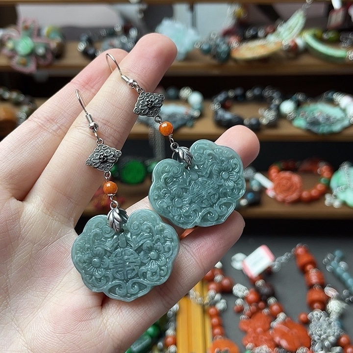 翡翠未镶嵌耳饰饰品