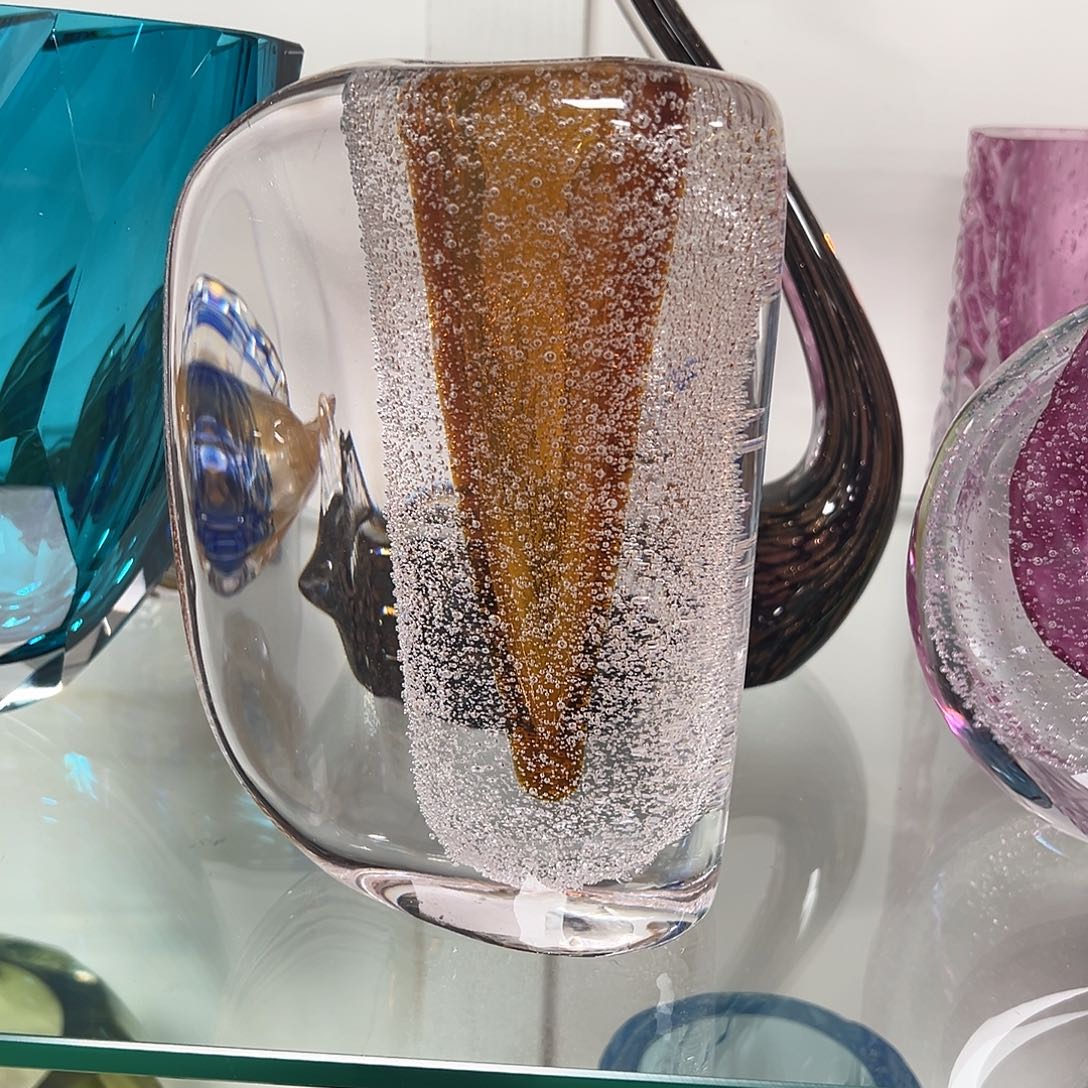 琉璃高17琥珀密集气泡琉璃花器