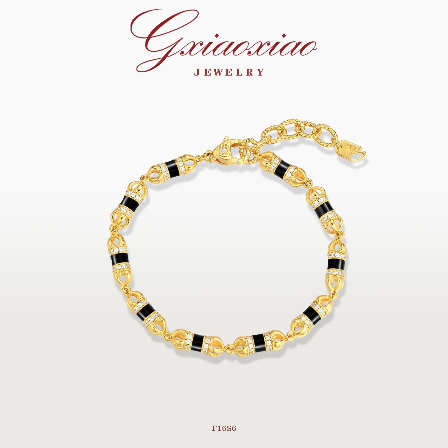 G XIAOXIAO 镀K金 【金刚杵】高级新中式手链 F16S6 F16S7 F16S8