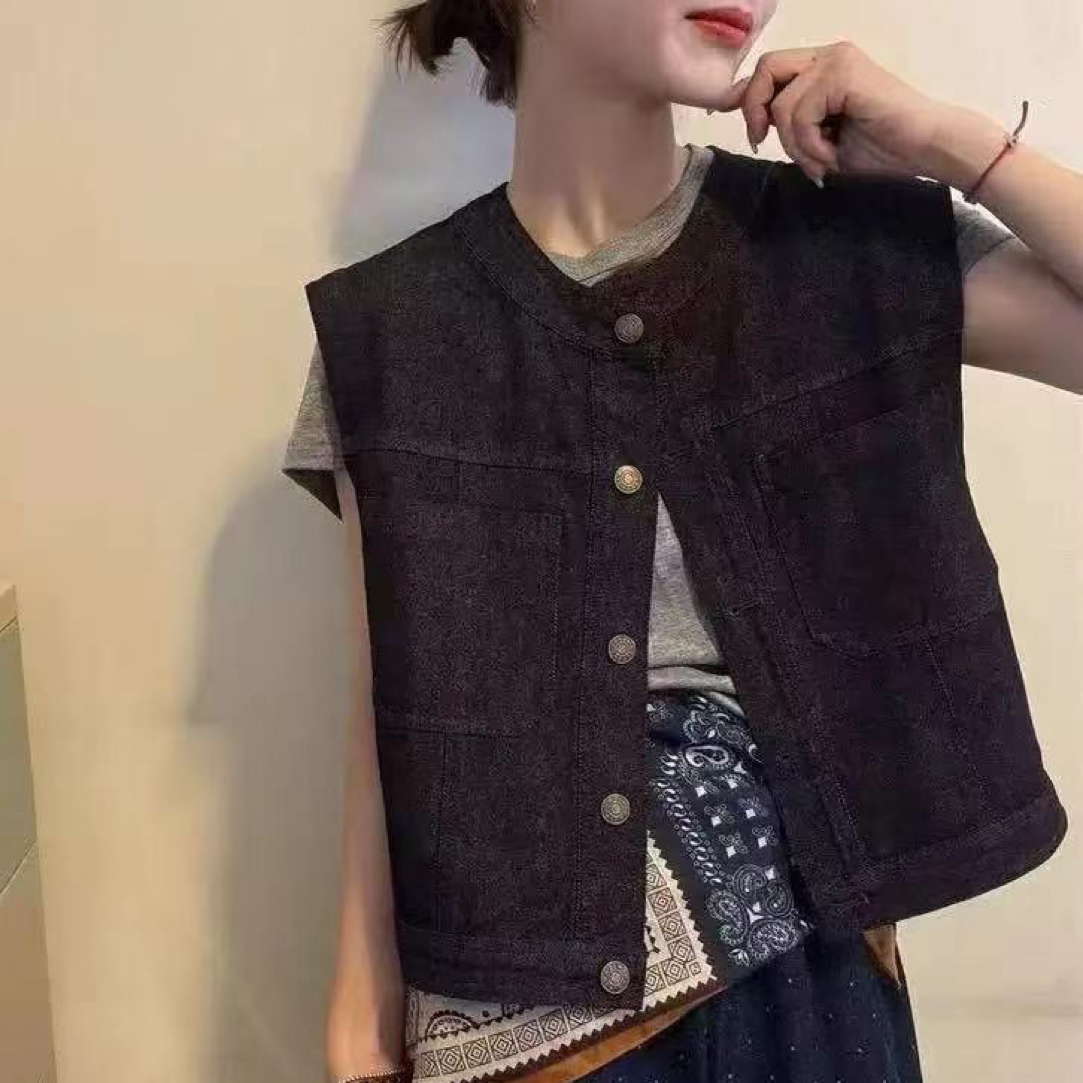 配丝巾牛仔马甲外套女欧洲站2025早秋新款欧货女装时尚短款上衣潮