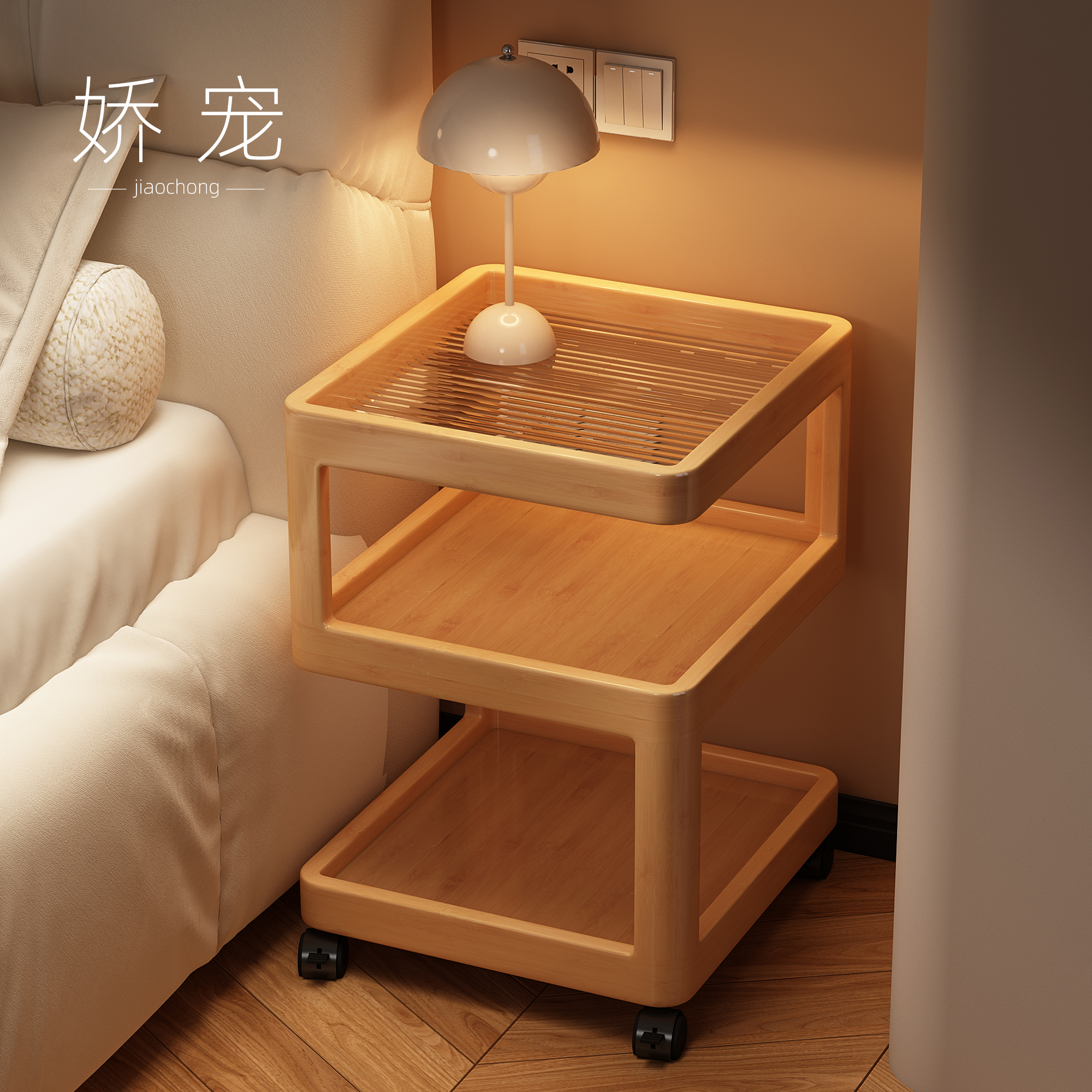 小型床头柜简约可移动小边几家用卧室铁艺床头置物架床头柜替代品