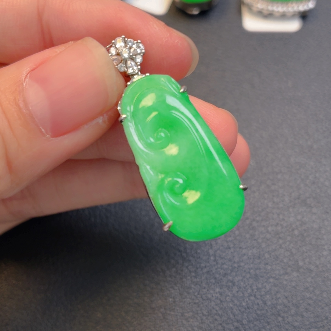 翡翠银S925镶嵌吊坠(不含链)