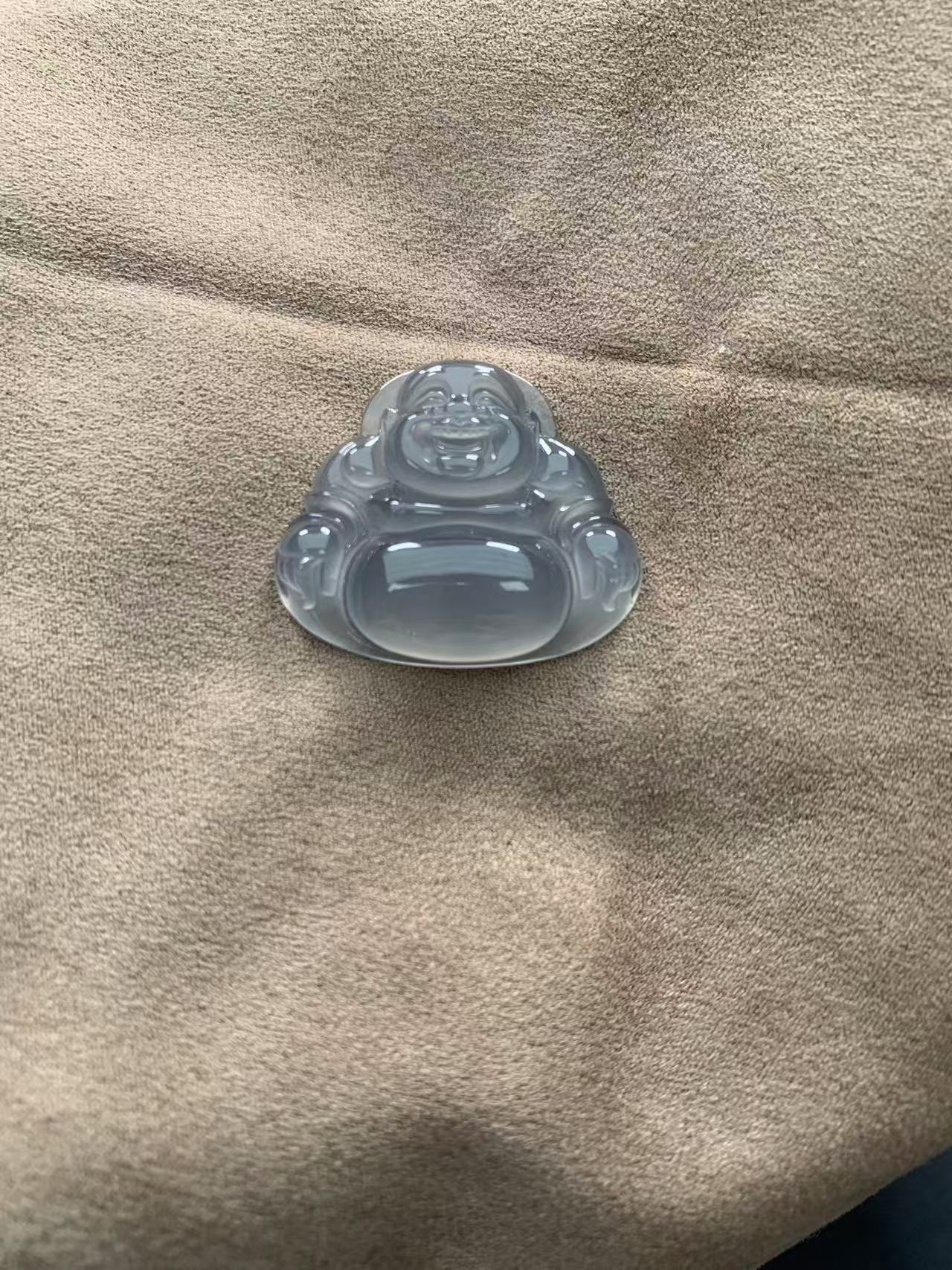 翡翠玻璃种黑钢佛干净通透