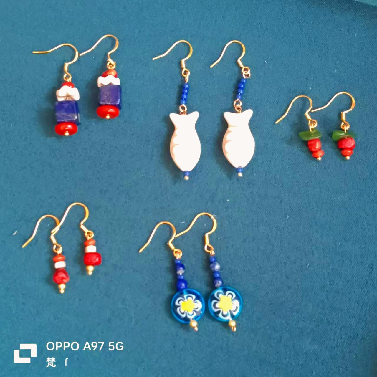 钛钢合成锆石耳饰 手工原创耳环国风复古