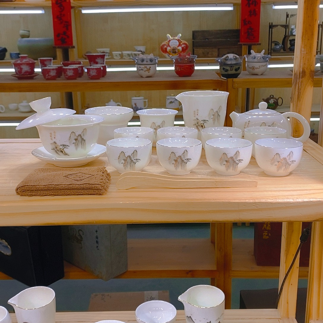 【不止】羊脂玉瓷茶具套装