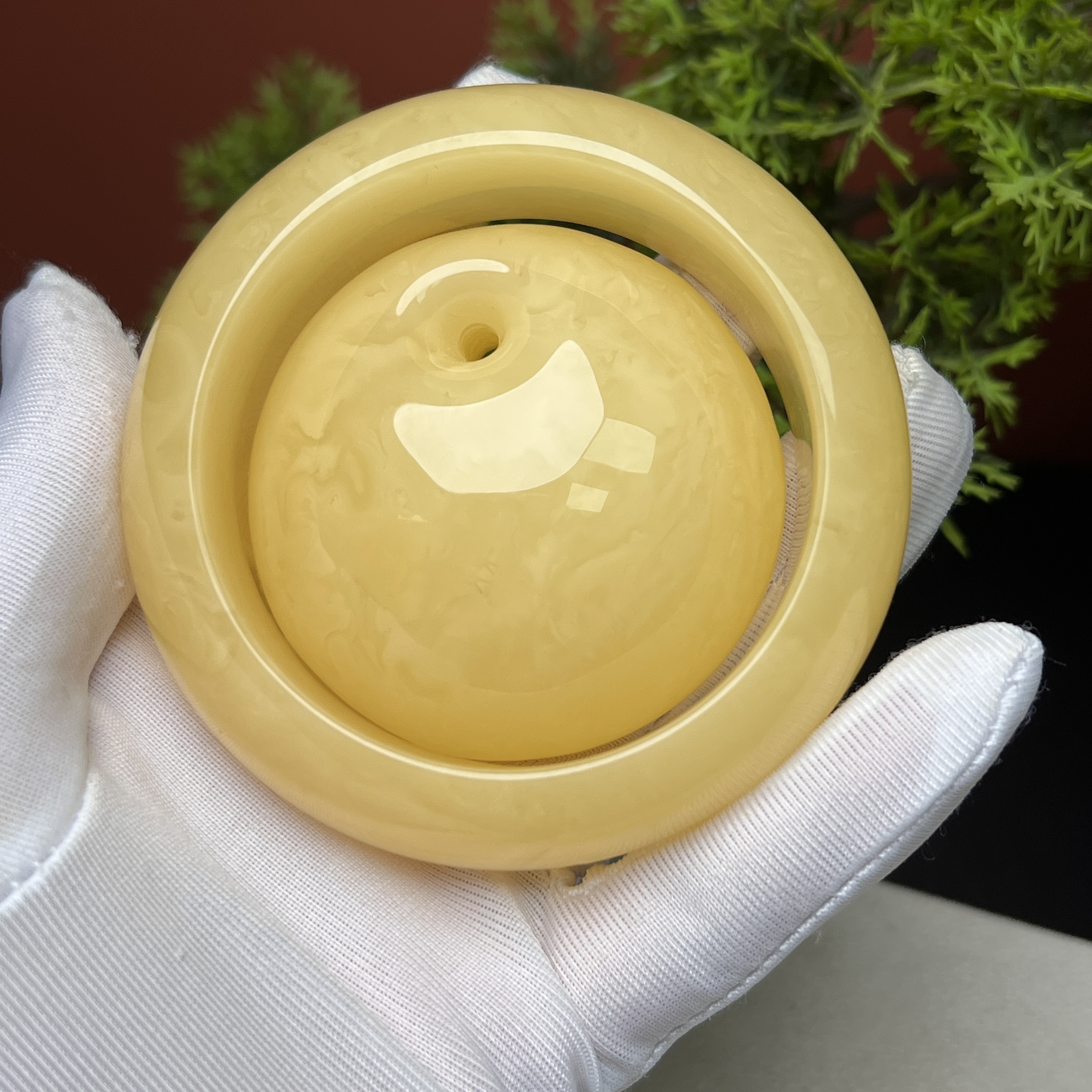 58圈口满蜡鸡油黄宽版手镯套装