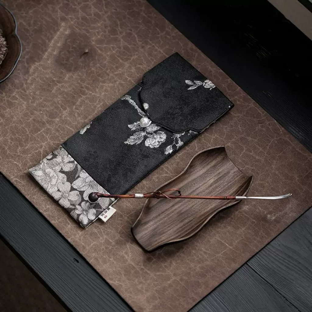 茶道茶则茶拨茶剪刀收纳袋复古扎染布袋分格赏茶荷配件