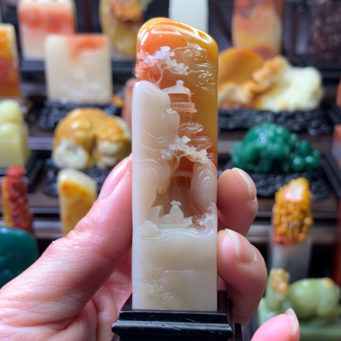 寿山石印石陈*七寿山石芙蓉