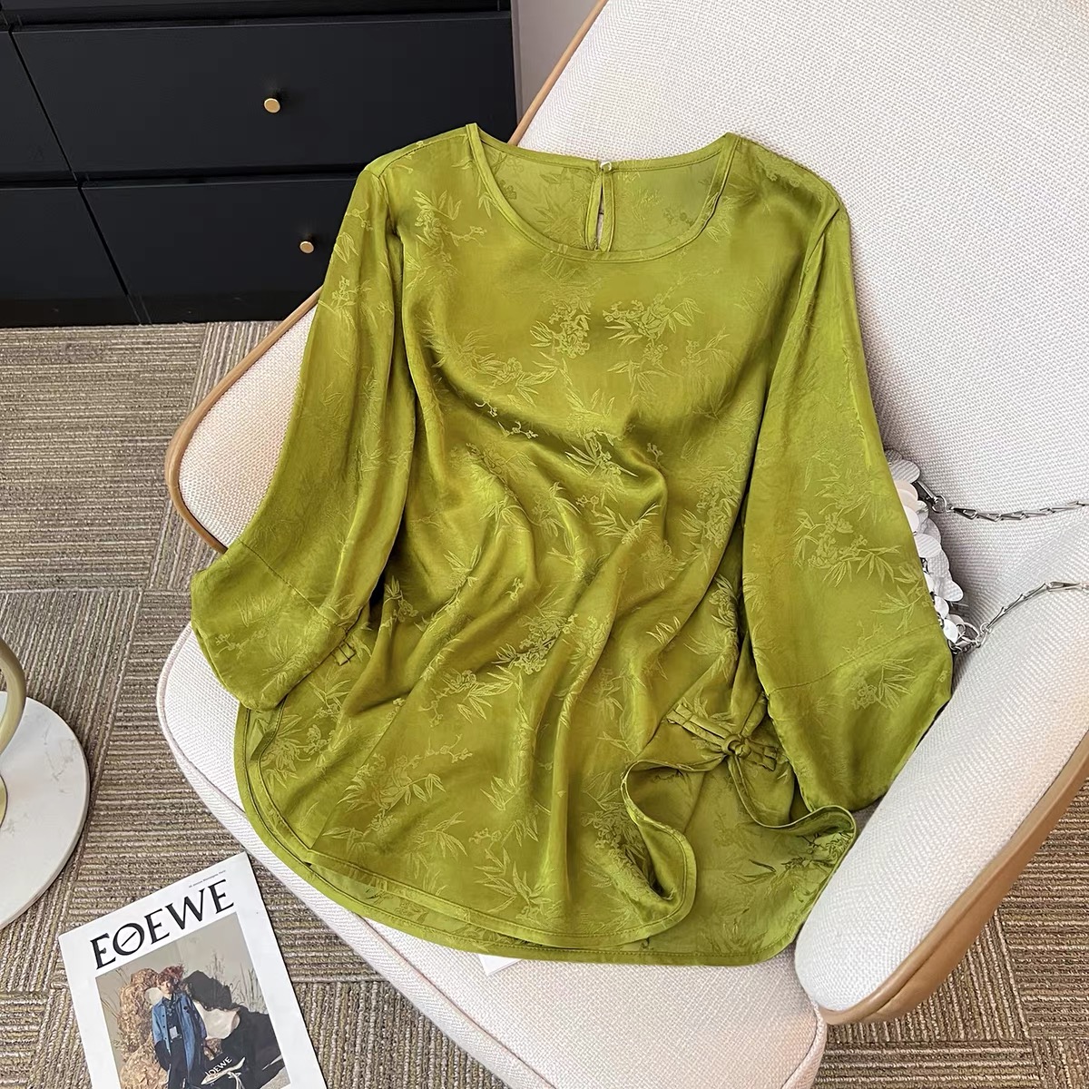 【青拾】新中式国风中长款提花新中式复古上衣小衫设计感