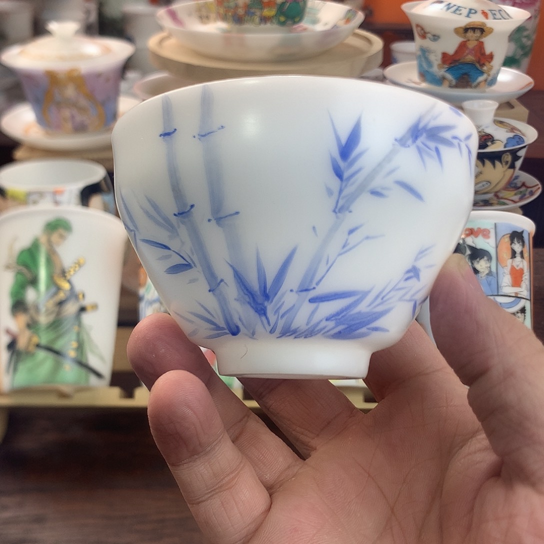 高冰素烧手绘主人杯