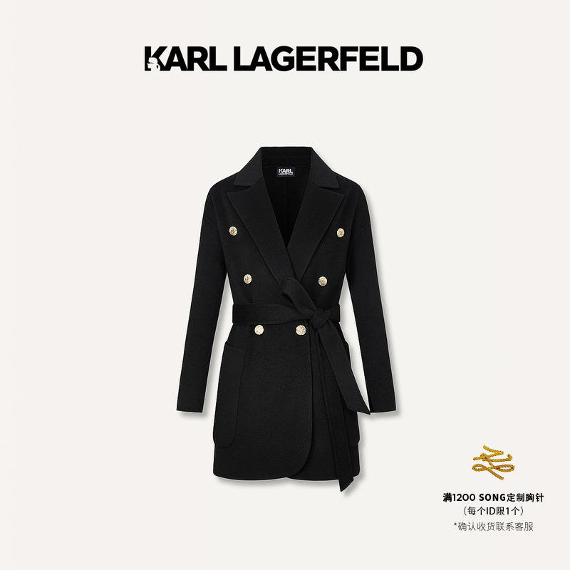 KARL LAGERFELD卡尔拉格斐2024秋季新款羊绒大衣老佛爷K27E2906