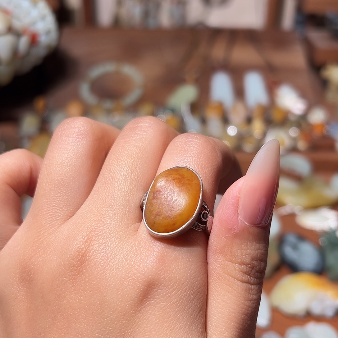 和田玉颈饰银S925镶嵌