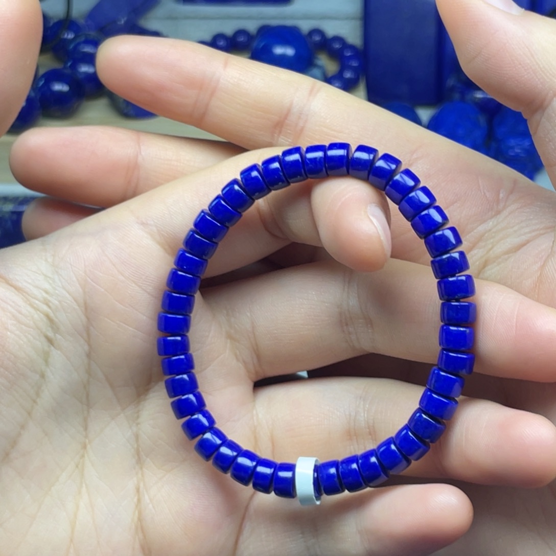 福***瑞未镶嵌青金石药片手串6+