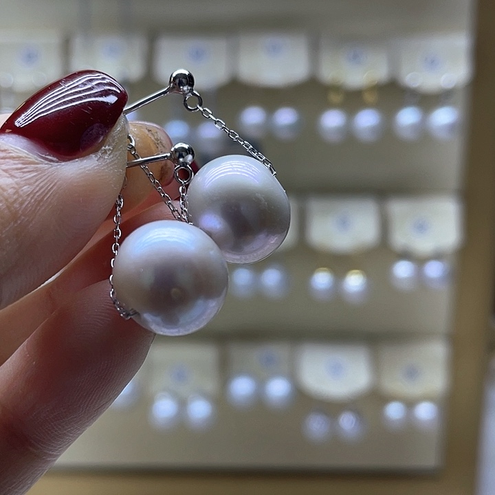 淡水珍珠耳饰银S925镶嵌