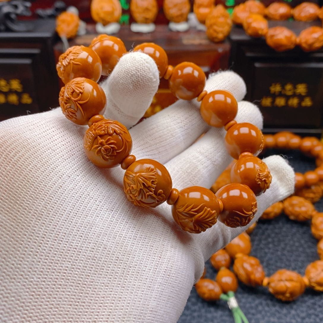 橄榄核手串/手链许静健1.6荷花～和和美美